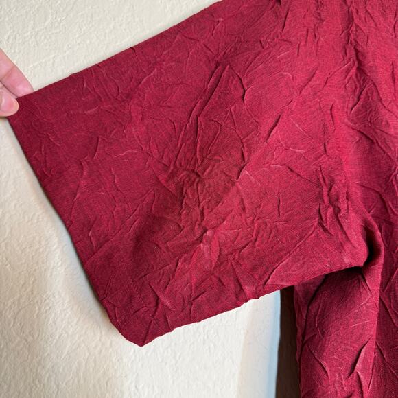 Bosco Uomo Shirt Men Large Red Textured Short Sleeve Button Up Vintage 70s 80s - Picture 10 of 13